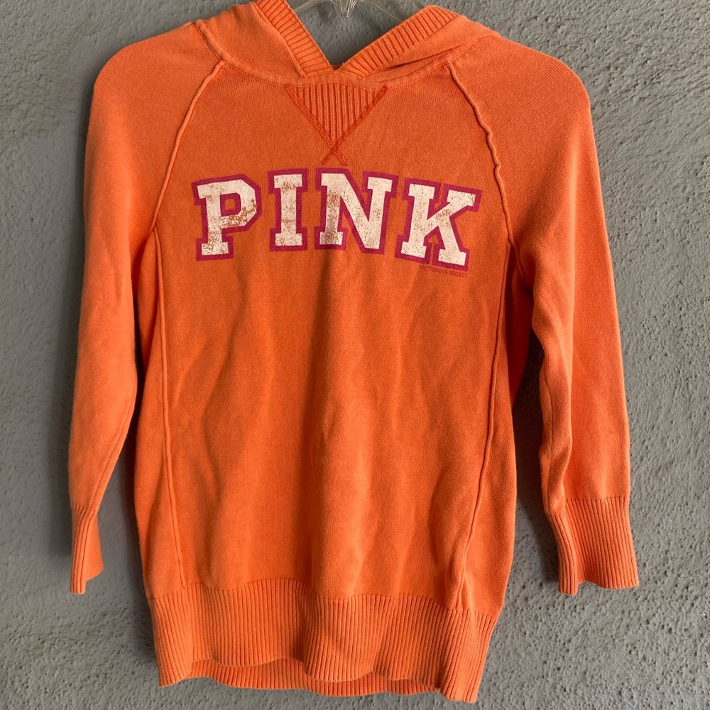 Vintage Victoria’s Secret PINK Hooded Sweatshirt | Orange | Small